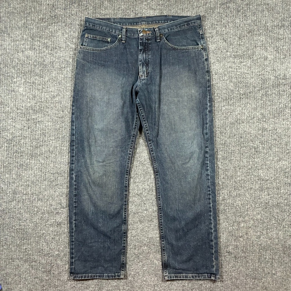 Reserve by Lee‎ Mens Straight Jeans W35" Blue Faded Denim Classic Fit Mid Rise